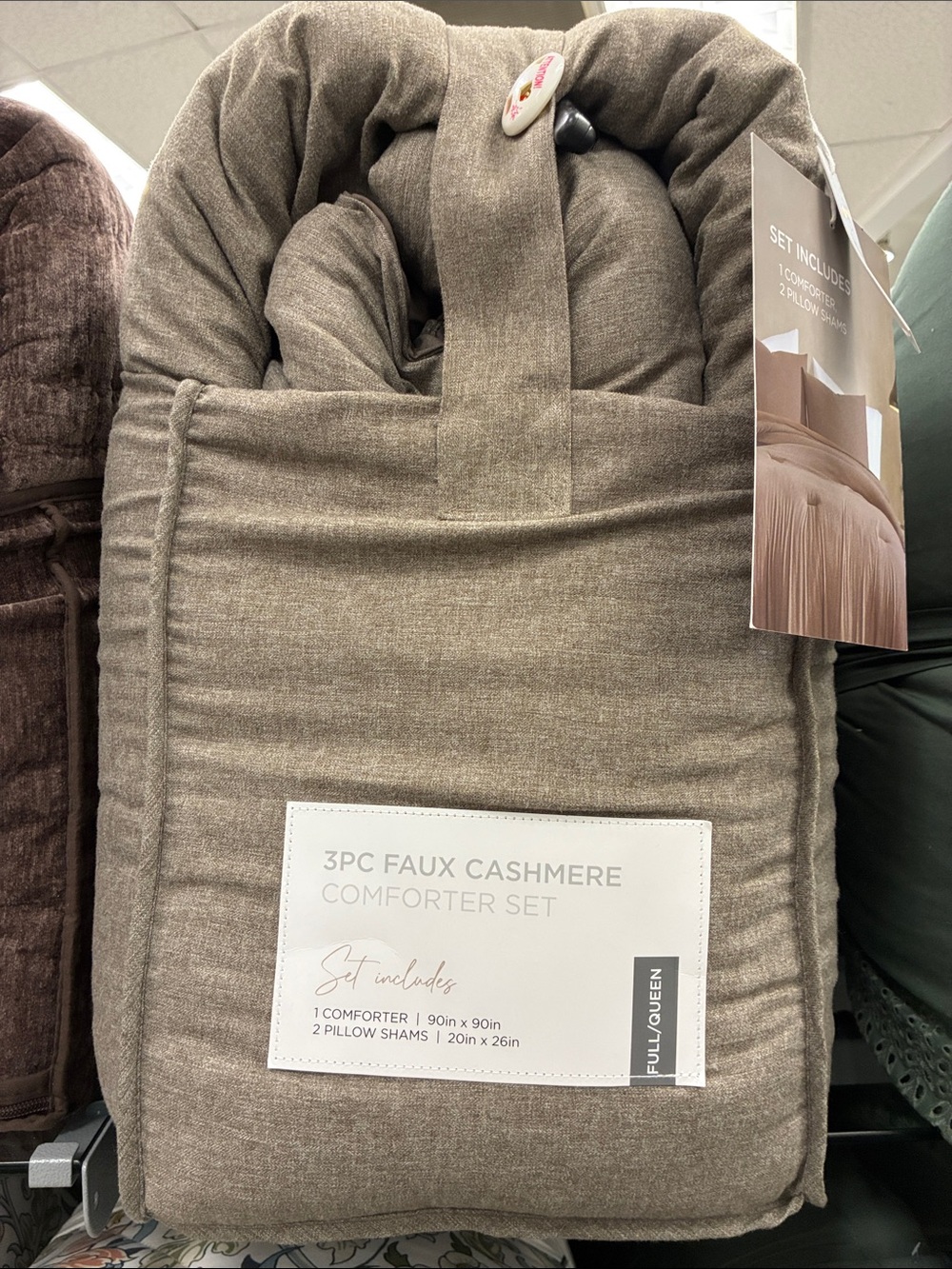 3PC Faux Cashmere Comforter Set - Taupe